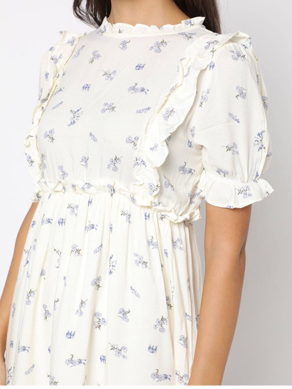 Ivory Floral Ruffle Short Dress XL RIO - Picture 12 of 14